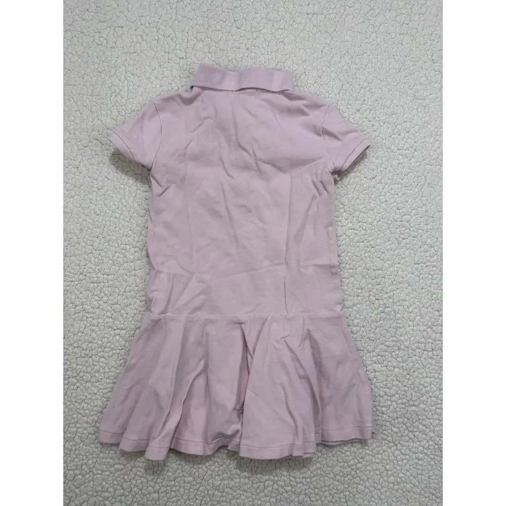 POLO Ralph Lauren Pink Dress Short Sleeve Drop Waist Pony Girls Size 5 Preppy